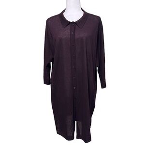 Phase Eight Knitted Button Down Dress Cover Up in Eggplant